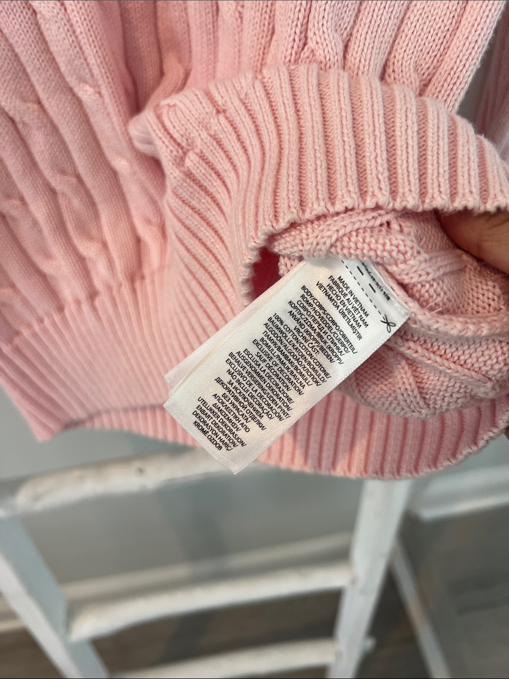 Ralph Lauren Pink iconic classic Cable-Knit Crewneck Sweater size small - Picture 5 of 8